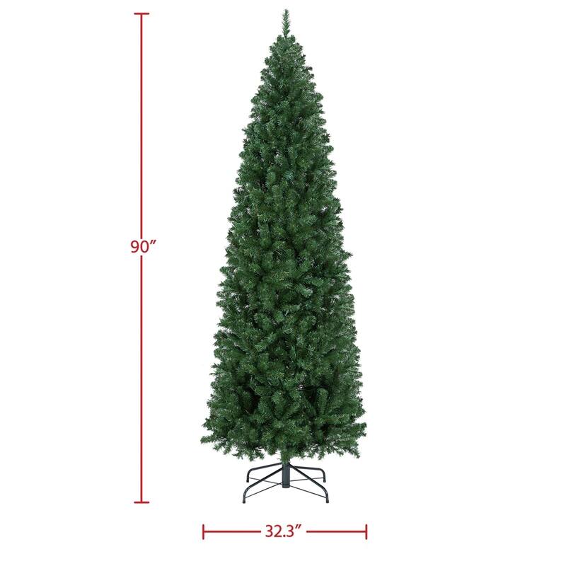 Yaheetech Pre-lit Artificial Christmas Tree Slim Tree Hinged Spruce