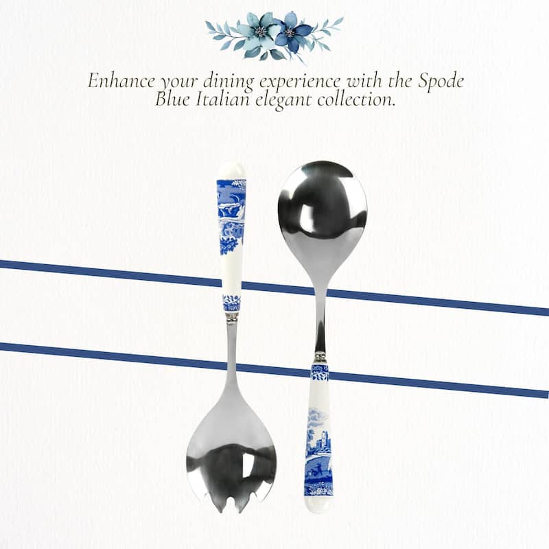 Spode Blue Italian Set of 2 Salad Servers