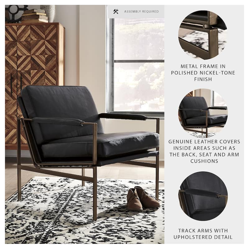 Signature Design by Ashley Puckman Mid Century Modern Leather Accent Chair - 29" W x 31.5" D x 34.25" H