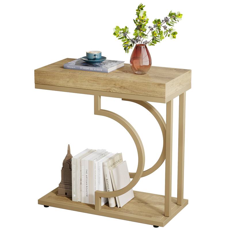 Narrow Side Table End Table Modern Bedside Tables Small Chairside Table for Couch, Sofa Table for Living Room