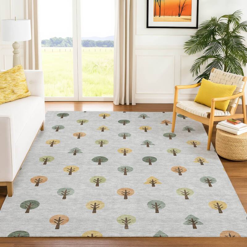Machine Washable Indoor/ Outdoor Modern Mulvane Chantille Rug