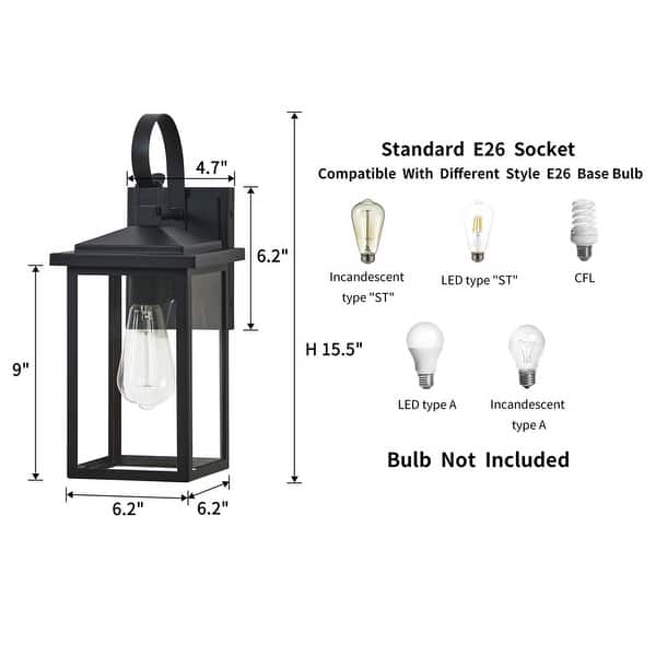 dimension image slide 0 of 2, KAWOTI Black Outdoor Wall Sconces and Pendant Light