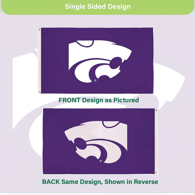 Kansas State University Single Sided Flag w/ 2 Grommets, 3'x5'