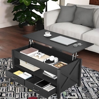 Lift Top Coffee Table with 2 Storage Drawers and Hidden Compartment ...