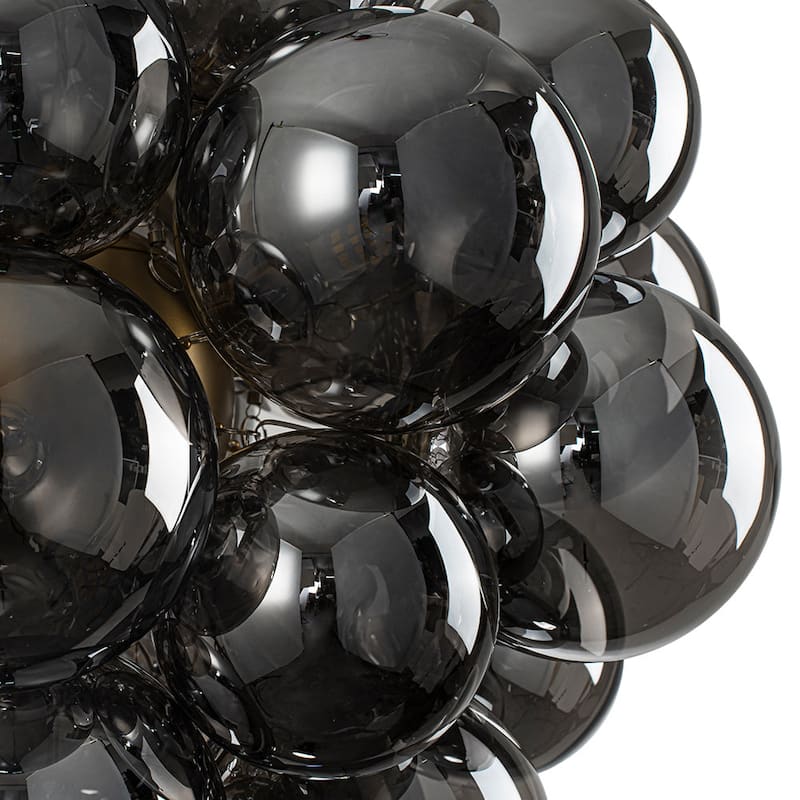 Art Deco 6-Light Dimmable Cluster Smoked Glass Bubble Chandelier
