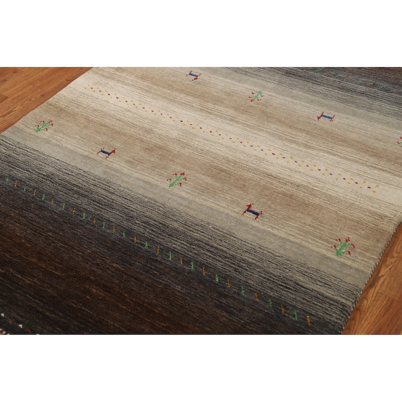 Gabbeh Indian Rug Handmade Contemporary Wool Carpet - 4'1" x 5'10"