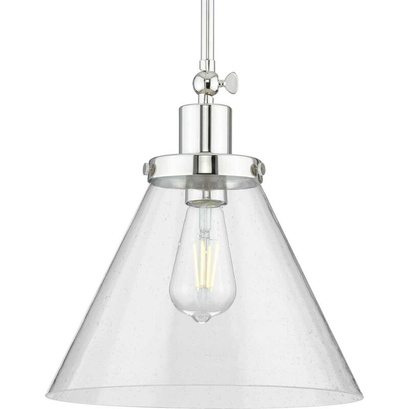 Progress Lighting Hinton 12" Wide Pendant with Seeded Glass Shade - Polished Nickel