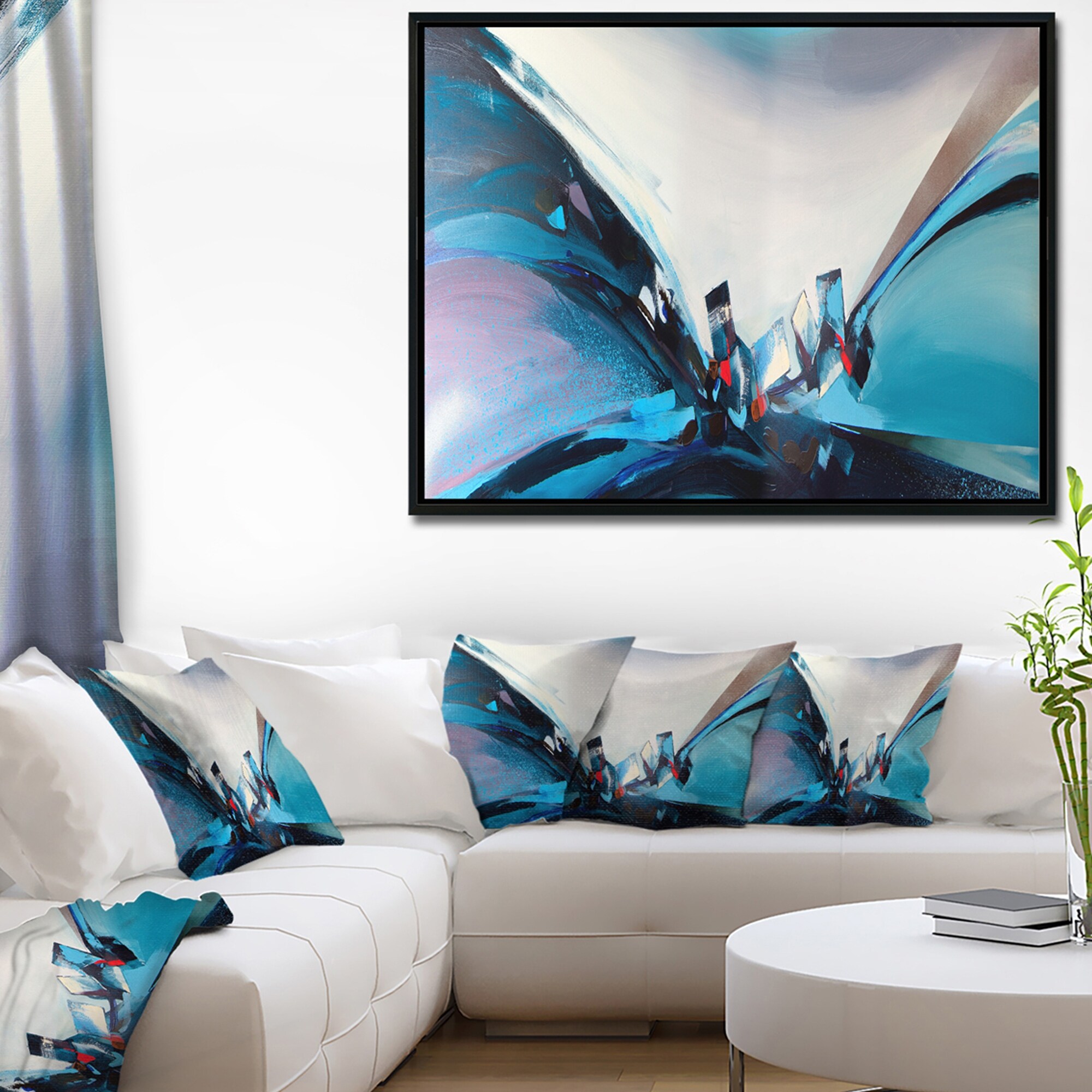 Shop Designart Blue Panoramic Abstract Design Abstract Framed