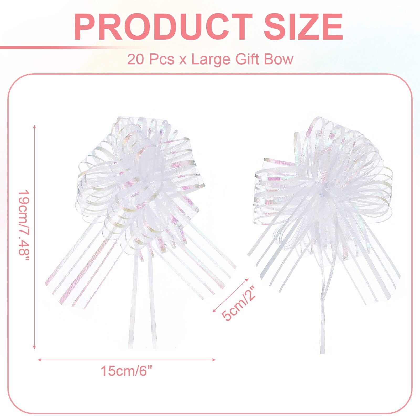 Large Gift Bow Pull Bows for Gift Wrapping - 7.5x6 Inch