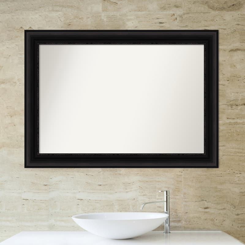 Non-Beveled Bathroom Wall Mirror - Parlor Black Frame