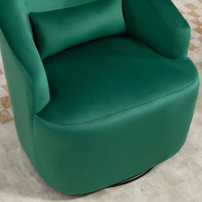 Accent Chair with Barrel-shaped Design and 360 Degree Swivel Feature