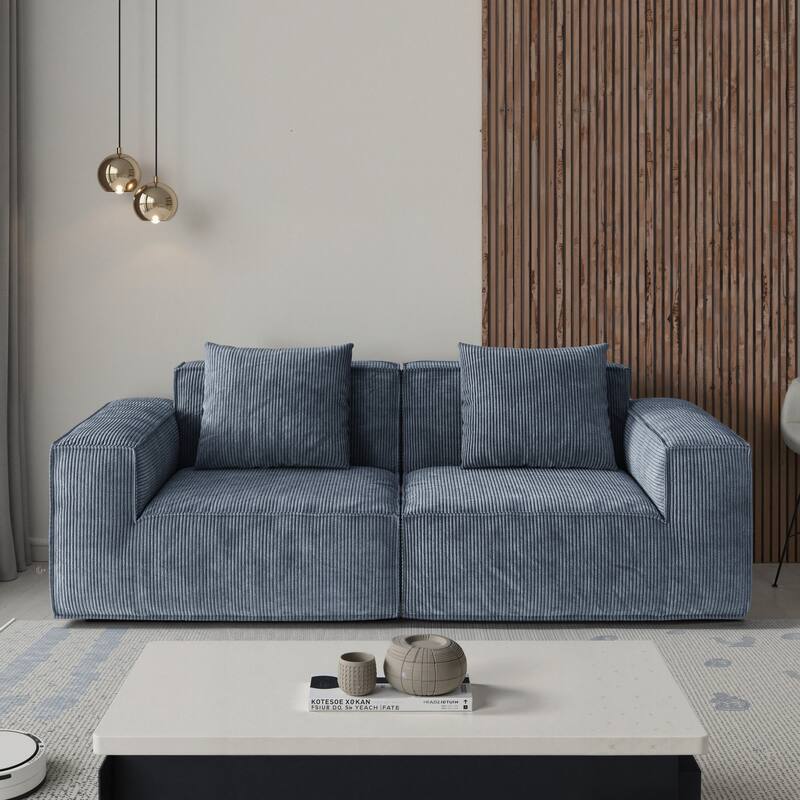 86.6″ Foam 3-Seater Block Sofa with Wide Seats & Washable Cover
