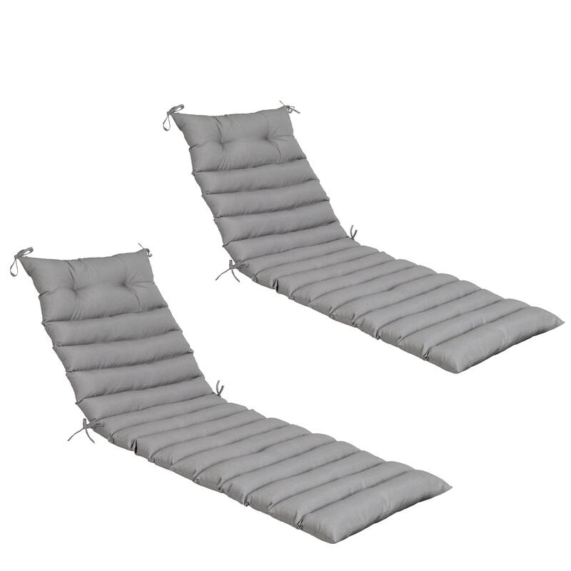 NEW 2PCS Set Outdoor Lounge Chair Cushion Replacement Patio Funiture Seat Cushion Chaise Lounge Cushion - Grey