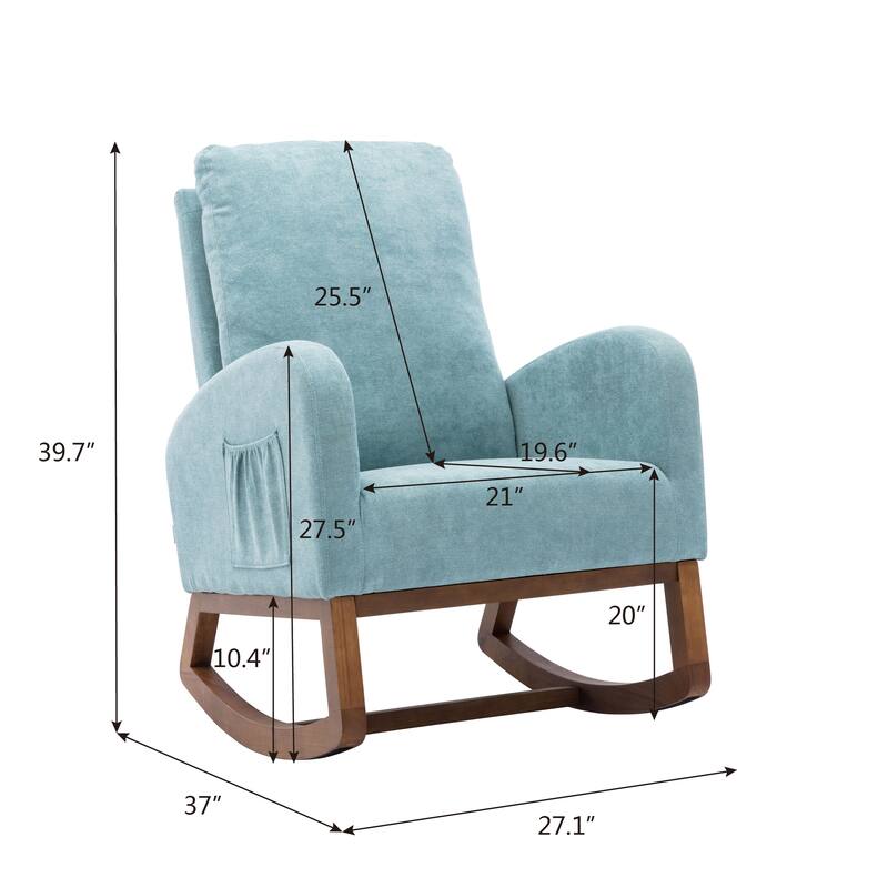 Rocking Chair HighBack Accent Chair with Pocket, Blue Bed Bath