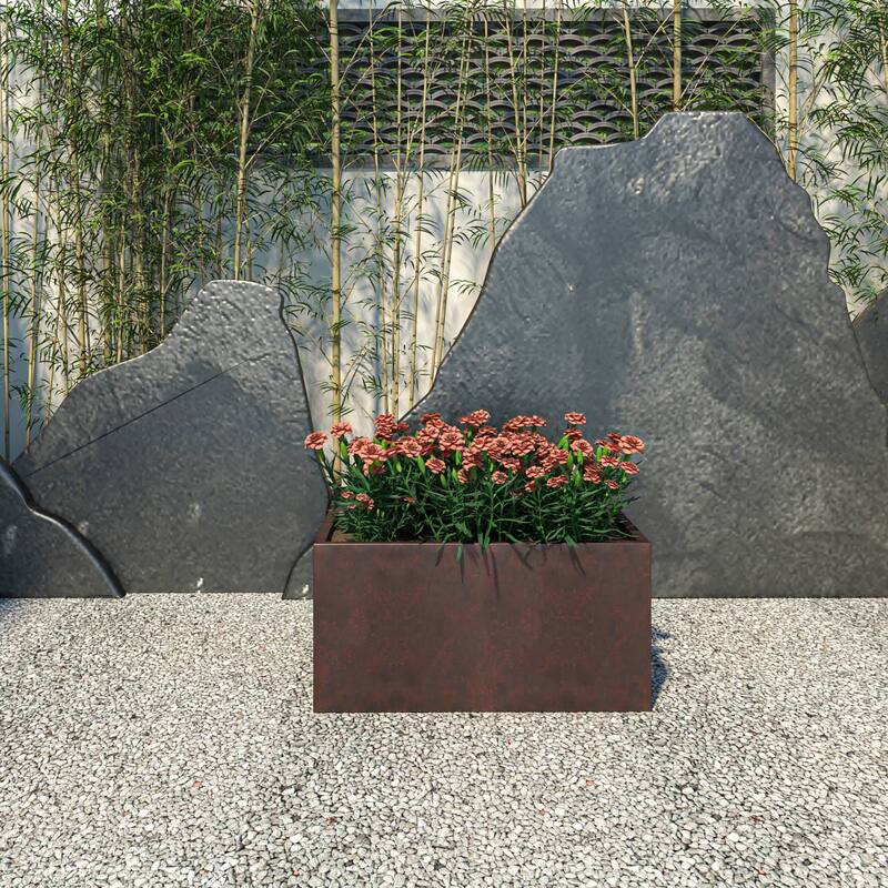 Bloom Rectangular Planter in Fiberstone and MgO Clay for Indoor Outdoor