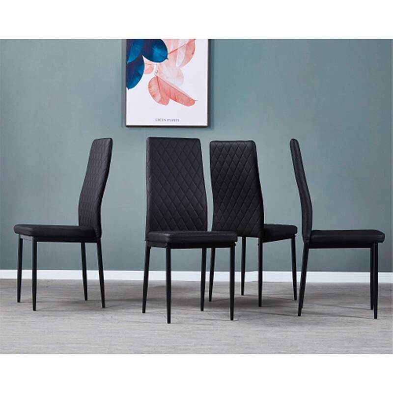 Modern Dining Chairs Set of 6 with PU Leather Seat and Metal Legs Accent Kitchen Side Chairs for Restaurant and Living Room