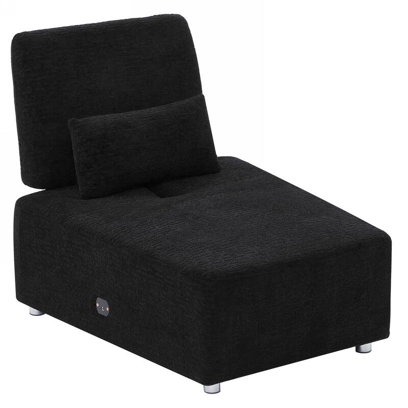 Uphlostery Armless Accent Chair Lounge Chair Black for Living Bedroom