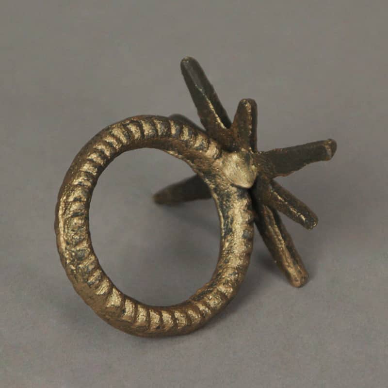 Zeckos Gold Cast Iron Starburst Napkin Rings (Set Of 6) - 2 X 2.75 X 2.25 inches