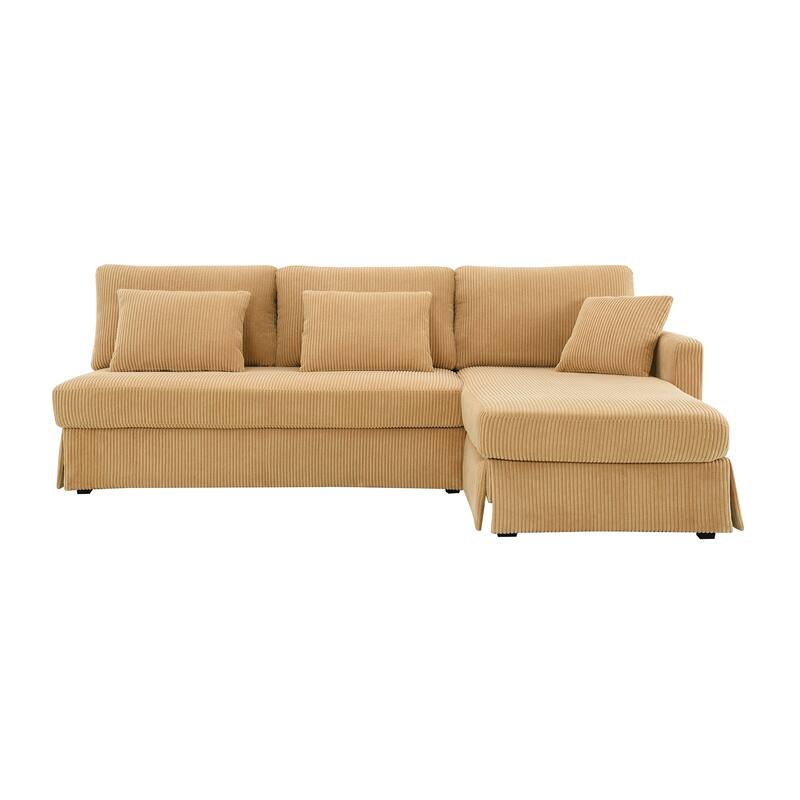 Interchangeable Chaise L-Shaped Sofa with Skirted Design for Living or Guest Rooms