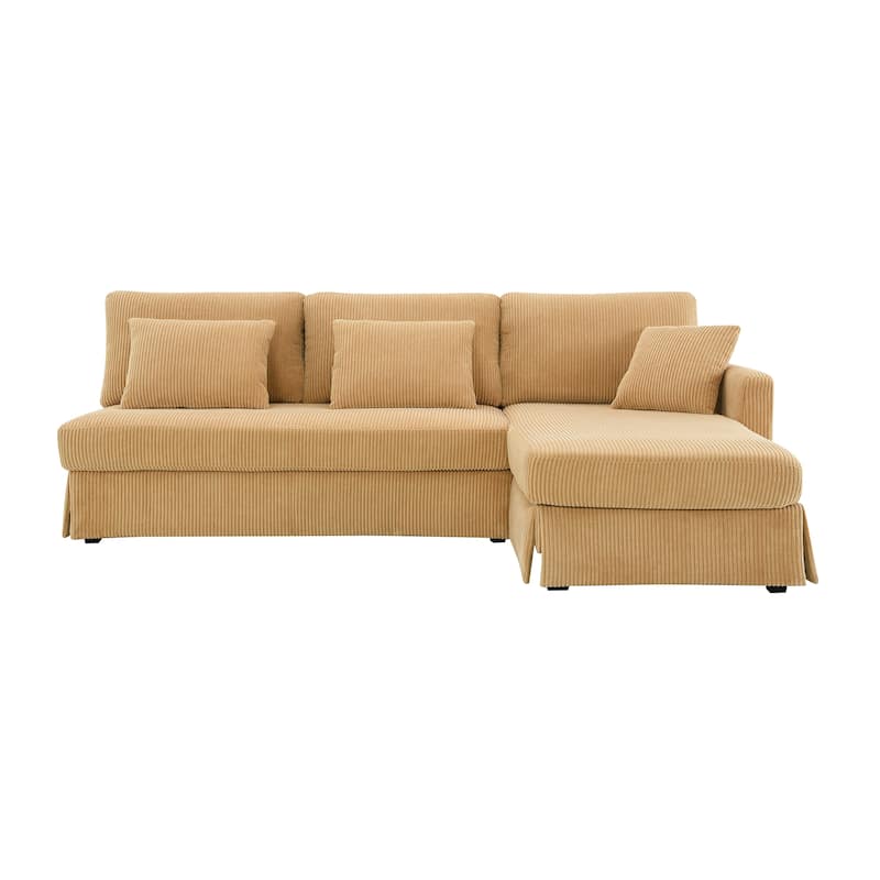 Modern 4-Seater L-Shaped Corduroy Sofa with Convertible Chaise for Living Room