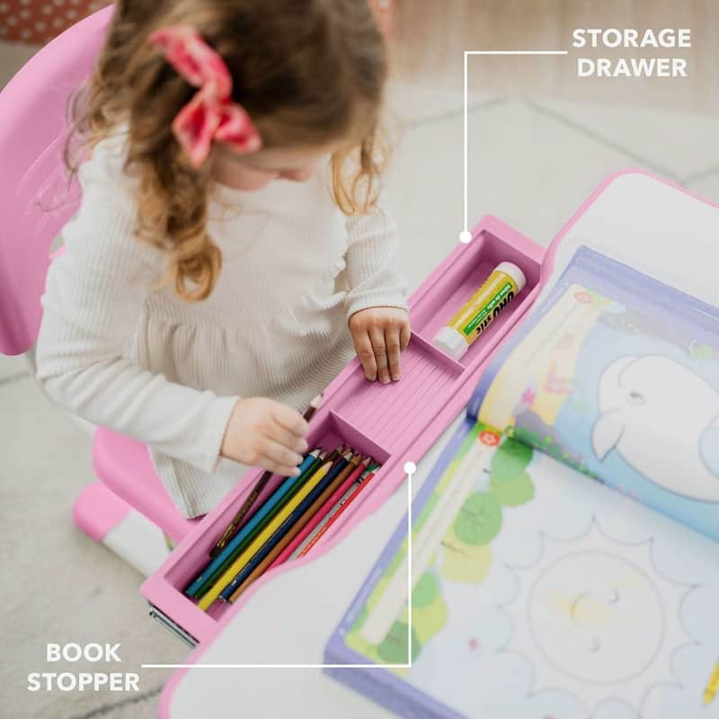 Mount-It Kids Desk and Chair Set for Ages 3 to 10 Pink