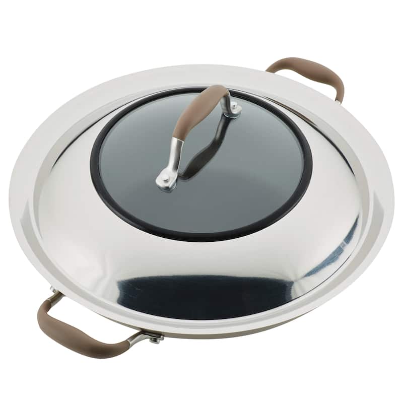 Advanced Home Nonstick Open Stock Cookware 14-Inch Covered Wok, Onyx