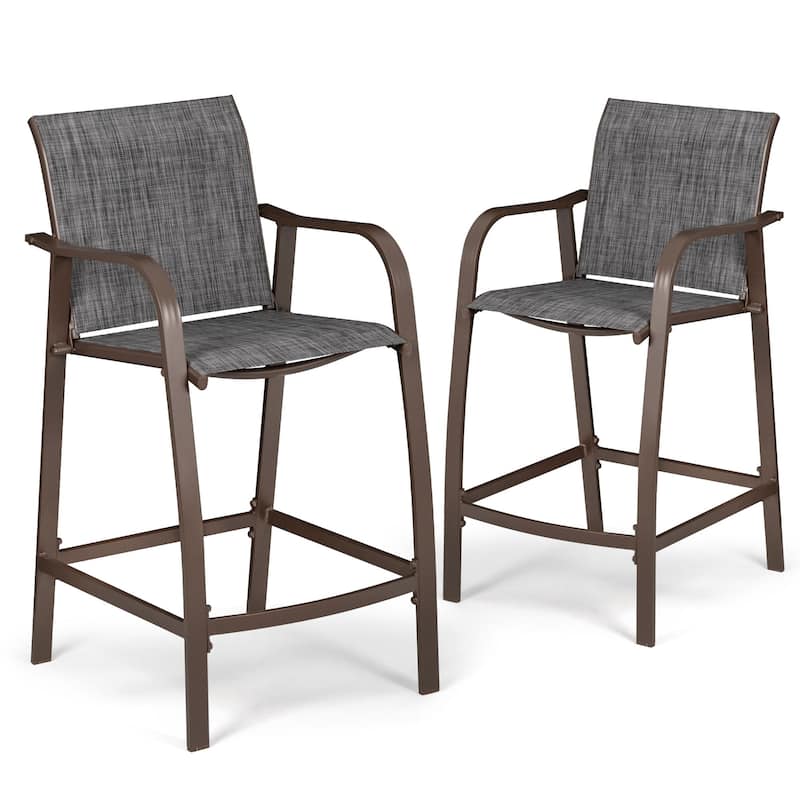 VredHom Outdoor Aluminum Bar Stool Set Patio Bar Chairs (Set of 2) - 21.7" W x 25.6" D x 43.7" H