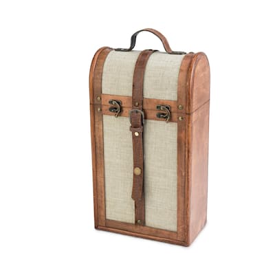 2 Bottle Vintage Trunk Wine Box by Twine - 14.5" x 8.5"