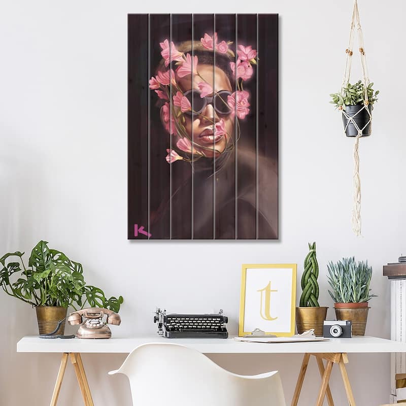 Floral Print On Wood by Adekunle Adeleke - Multi-Color