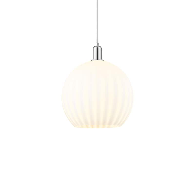 Innovations Lighting 716-1P-18-14 White Venetian Pendant White - Polished Chrome / White Venetian