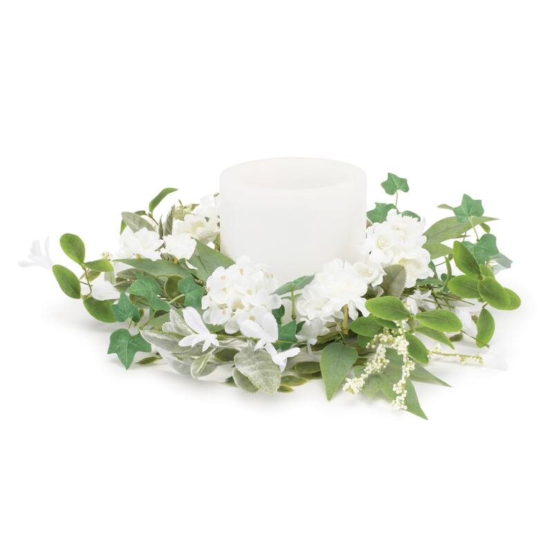 Mixed Floral and Foliage Artificial Candle Ring - 17.75"