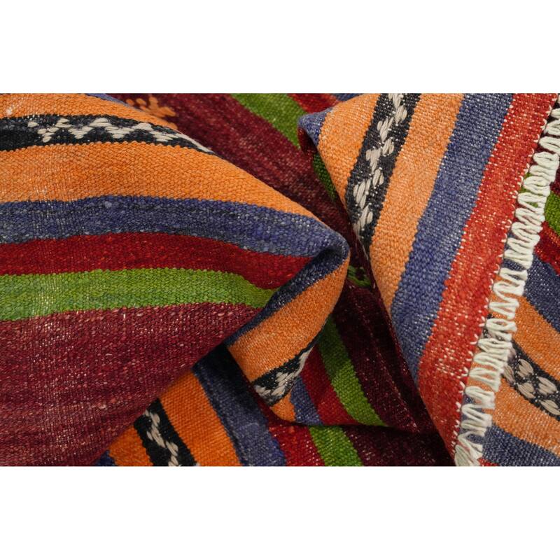 Hand Woven Oriental 100% Wool Carpet Southwestern Tribal Red Kilim Area Rug - 9' 11'' X 5' 4''