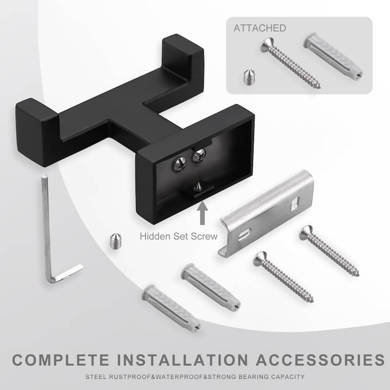 WOWOW Wall Mount Knob Double Robe/Towel Hook in Black