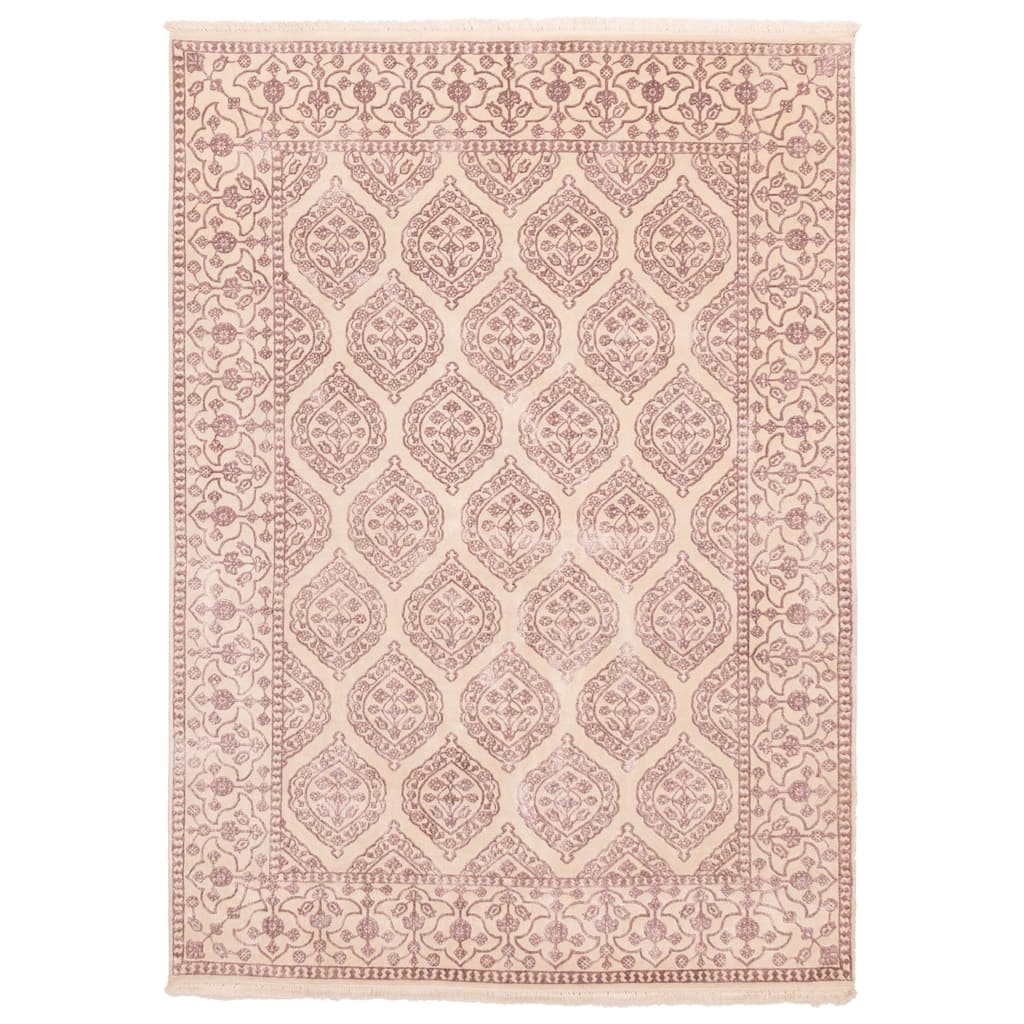 ECARPETGALLERY Hand-knotted Mirzapur Cream Silk, Wool Rug - 5'7 x 7'10