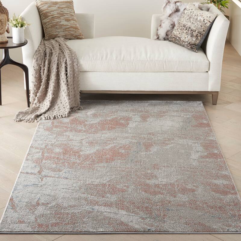 Nourison Rustic Textures Abstract Contemporary Area Rug - 5'3" x 7'3" - Light Grey/Rust - Rectangle