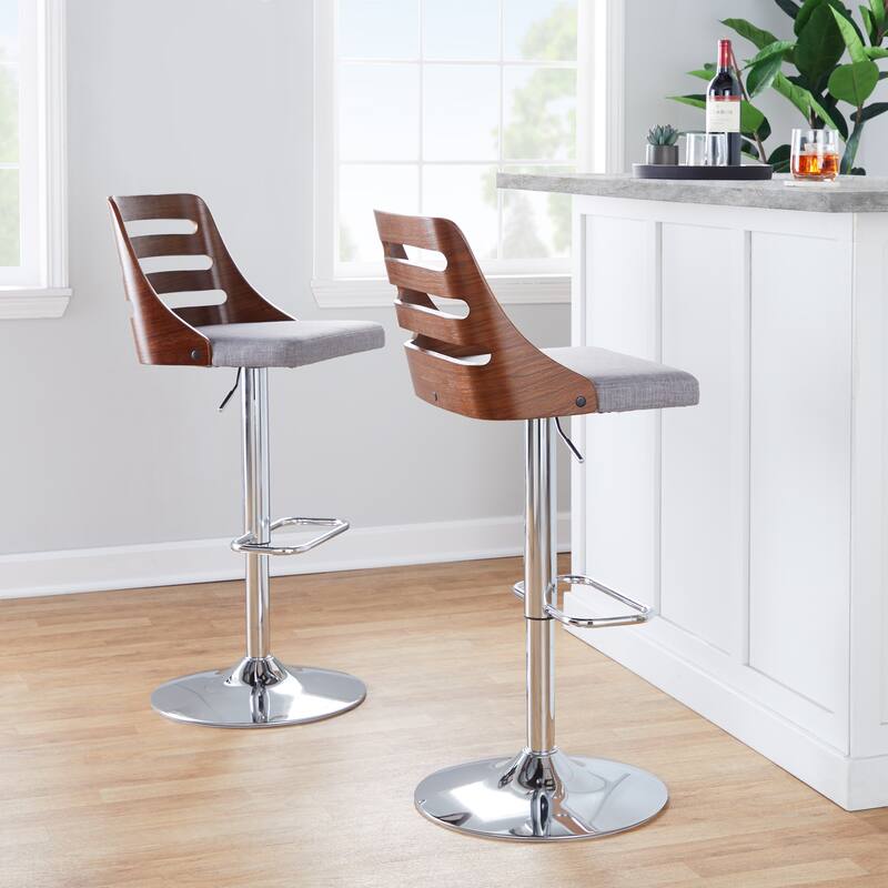 Carson Carrington Oglala Mid-century Modern Walnut Finished Adjustable Bar Stool