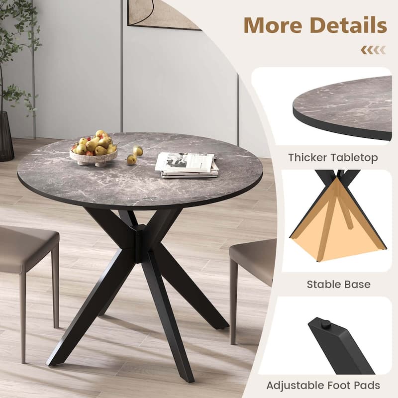 Costway Round Dining Table 36" Faux Marble Tabletop Rubber Wood Legs - See Details