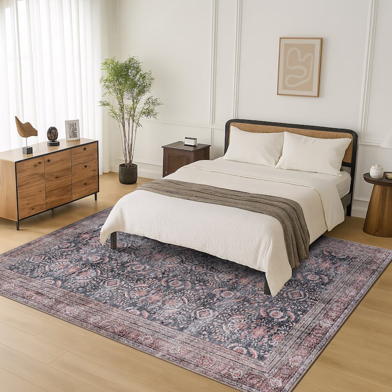 World Rug Gallery Vintage Inspired Machine Washable Non Slip Area Rug