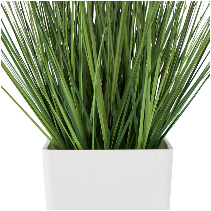 Green Faux Foliage Onion Grass Artificial Plant with Black or White Plastic Pot Options