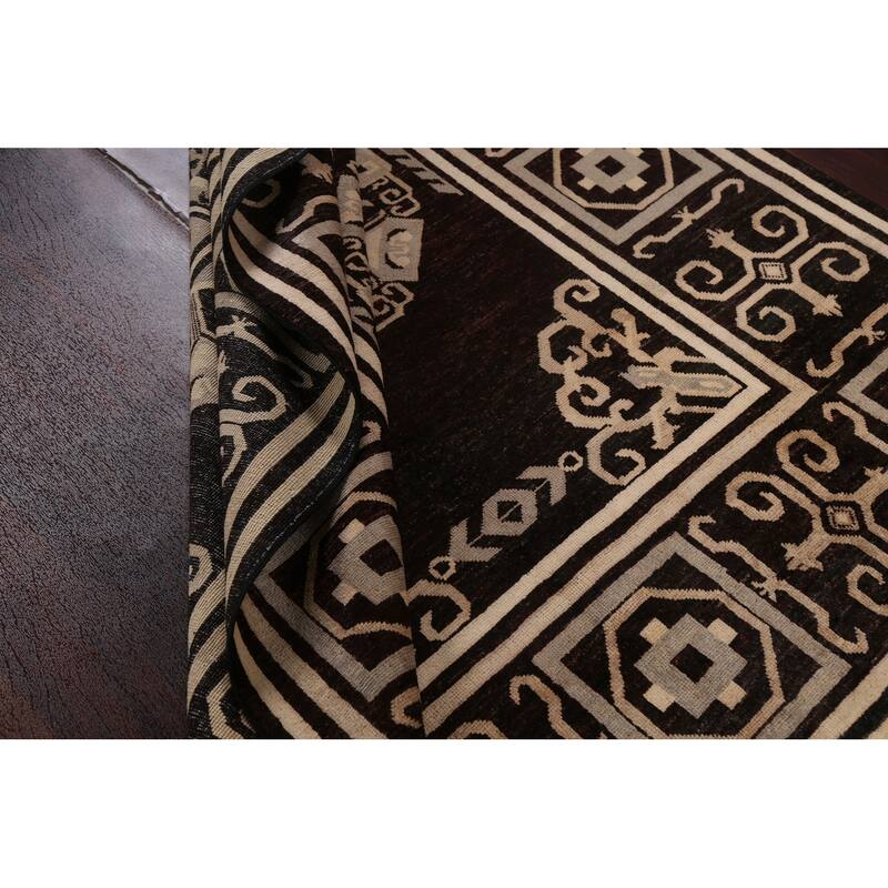 Vegetable Dye Gabbeh Kashkoli Wool Area Rug Hand-knotted Office Carpet - 5'7" x 7'9"