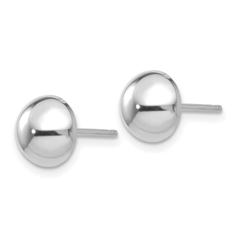 Curata 14k White Gold Polished Flat back 8mm Half Ball Post Earrings