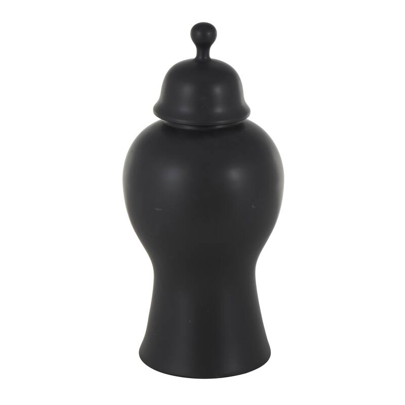 Ceramic Rounded Hourglass Decorative Jars with Lid and Ball Knob - White or Black- Roche River Decor