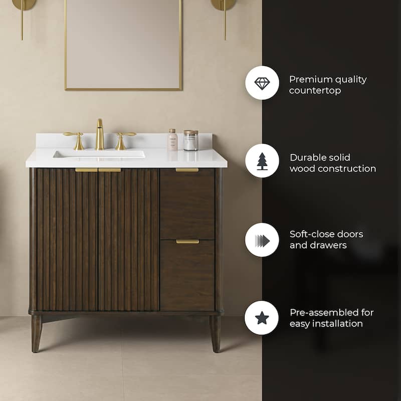 Gabi Bathroom Vanity with White Engineered Stone Top