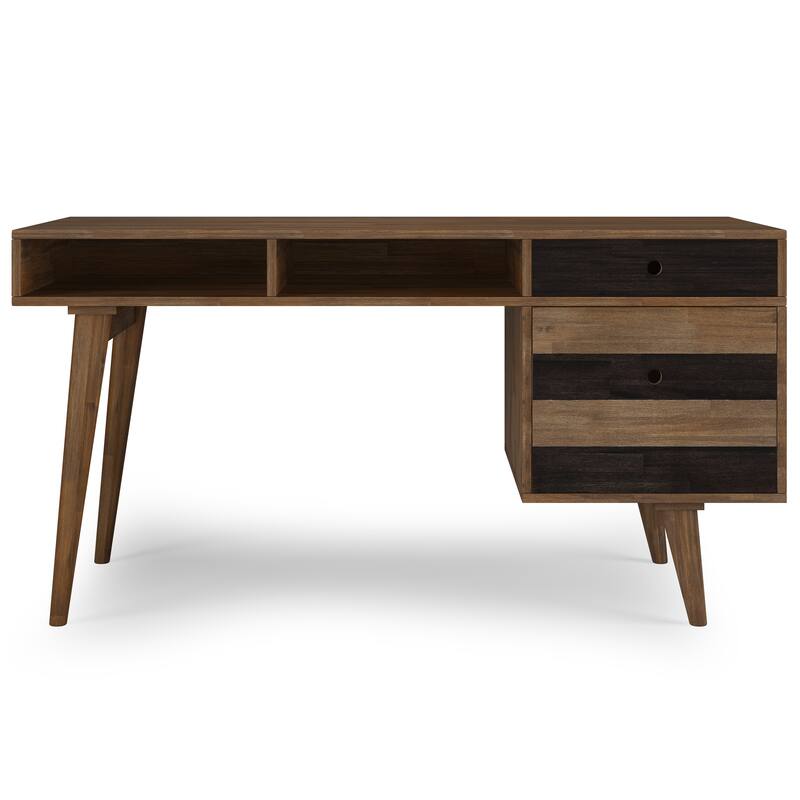 WYNDENHALL Wright SOLID WOOD Contemporary 60 inch Wide Desk with drawers in Rustic Natural Aged Brown