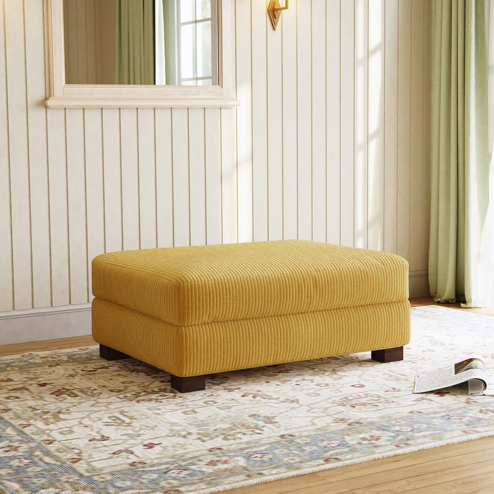Modern Corduroy Fabric Oversized Accent Ottoman