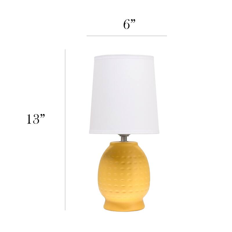 Petite Dimpled Ceramic Table Lamp with Tapered Shade - 12.5" - Yellow