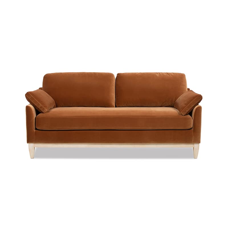 Pasadena 75.5" Velvet Modern Farmhouse Loose Pillow-Back Sofa