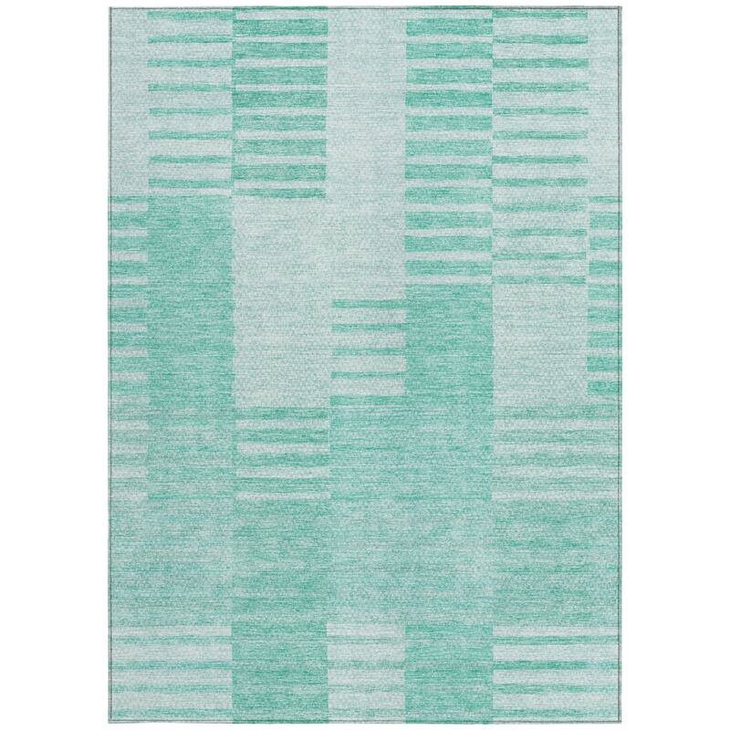 HomeRoots Striped Transitional Rectangle Outdoor Rug