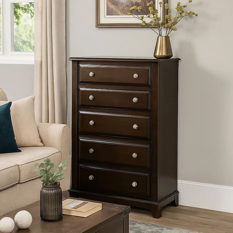 Roomy Transitional Style Wooden Chest, Brown Cherry