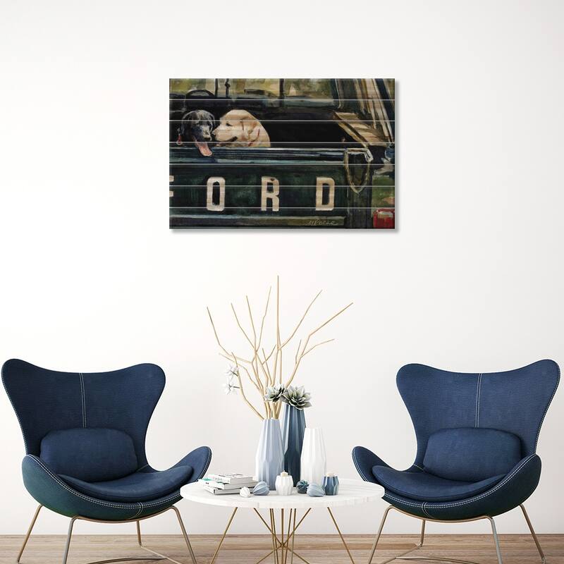 For Our Retriever Dogs Print On Wood by Molly A. Poole - Multi-Color